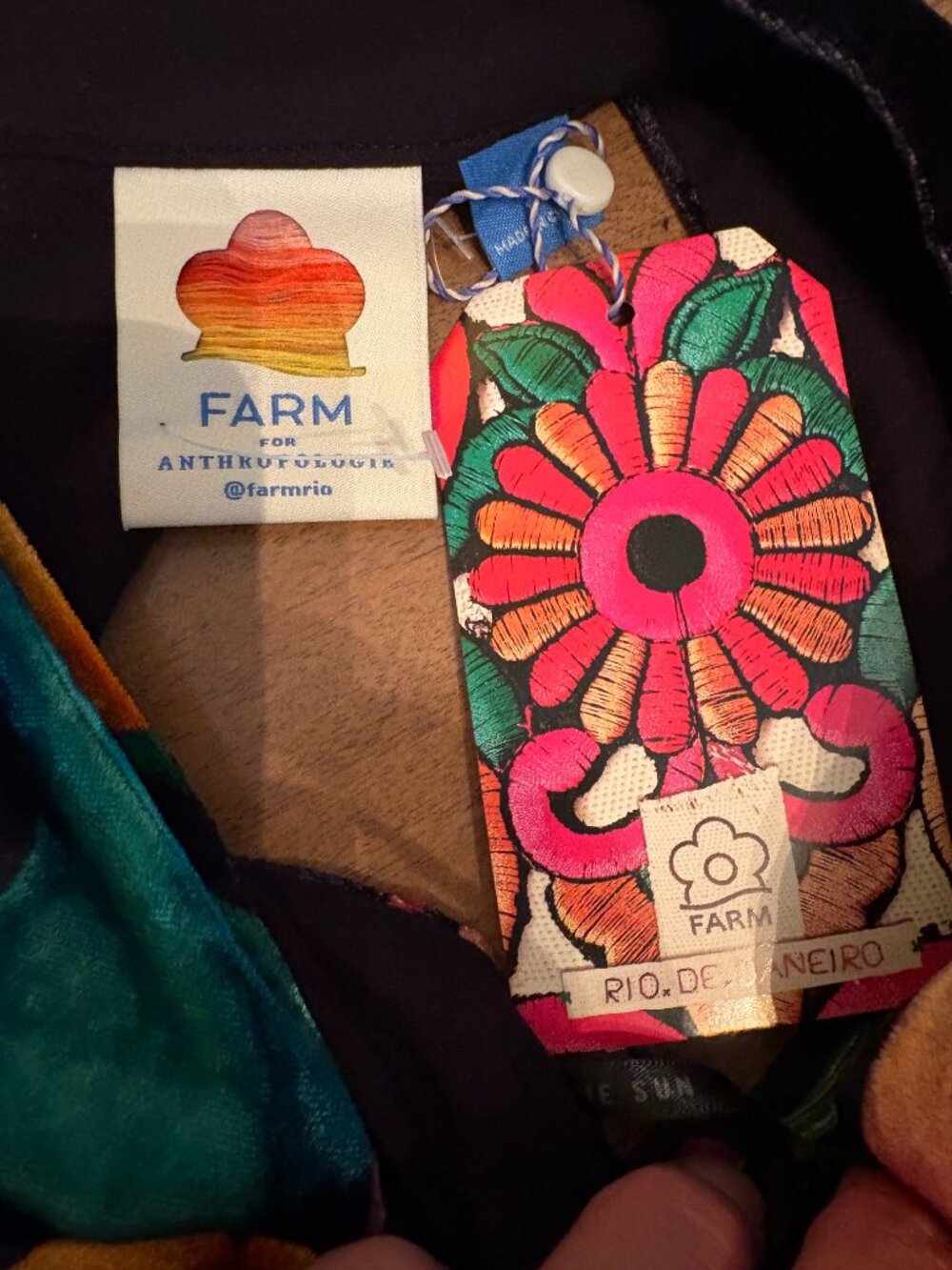 NWT Farm Rio x Anthropologie Mock-Neck Velvet Sleeveless Floral Midi Dress. Sz S - Picture 13 of 15